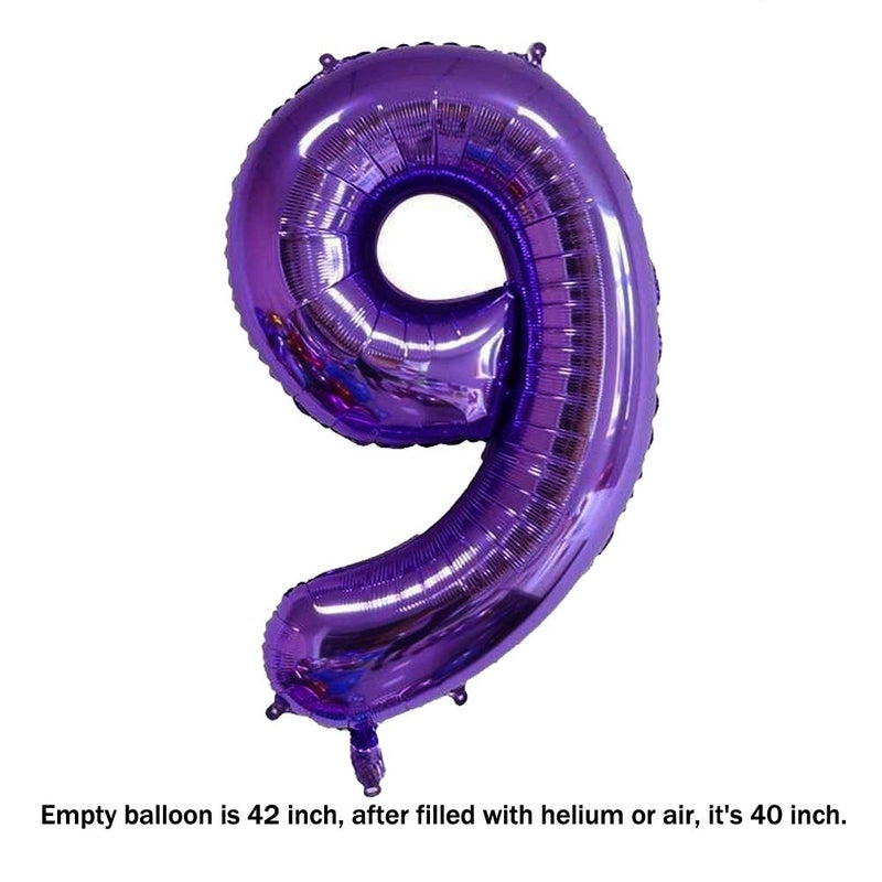MoMo Balloon 40 Inch Jumbo Purple Number 9 Balloon Giant Balloons Prom Balloons Helium Foil Mylar Huge Number Balloons for Birthday Party Decorations/Wedding/Anniversary - Image 2